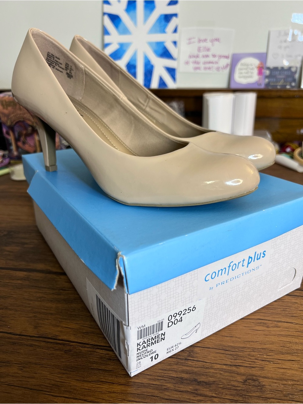 Predictions Nude Patent Mid Heel Pumps